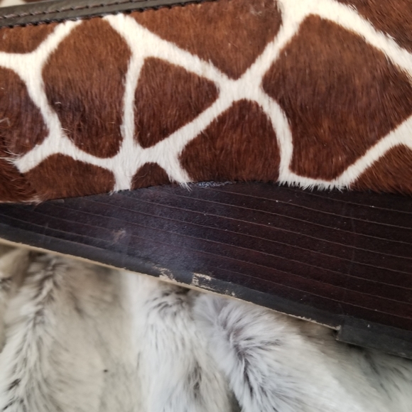 Michael Kors Beverly Demi Wedge Cow Hair Giraffe Print Peep Toe Slip-On Sz 9 - Picture 13 of 14